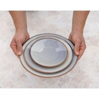 Assiettes plates grises unies 230 mm, lot de 6, 2,7 h x 23 Ø cm
