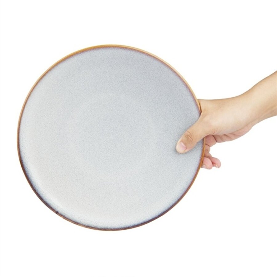 Assiettes plates grises unies 230 mm, lot de 6, 2,7 h x 23 Ø cm