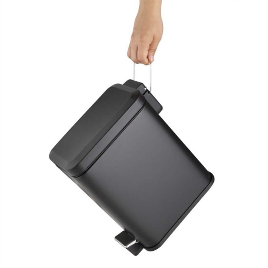 Poubelle de salle de bain mince noire 5 litres 31,5 h x 28,5 b x 16 d cm