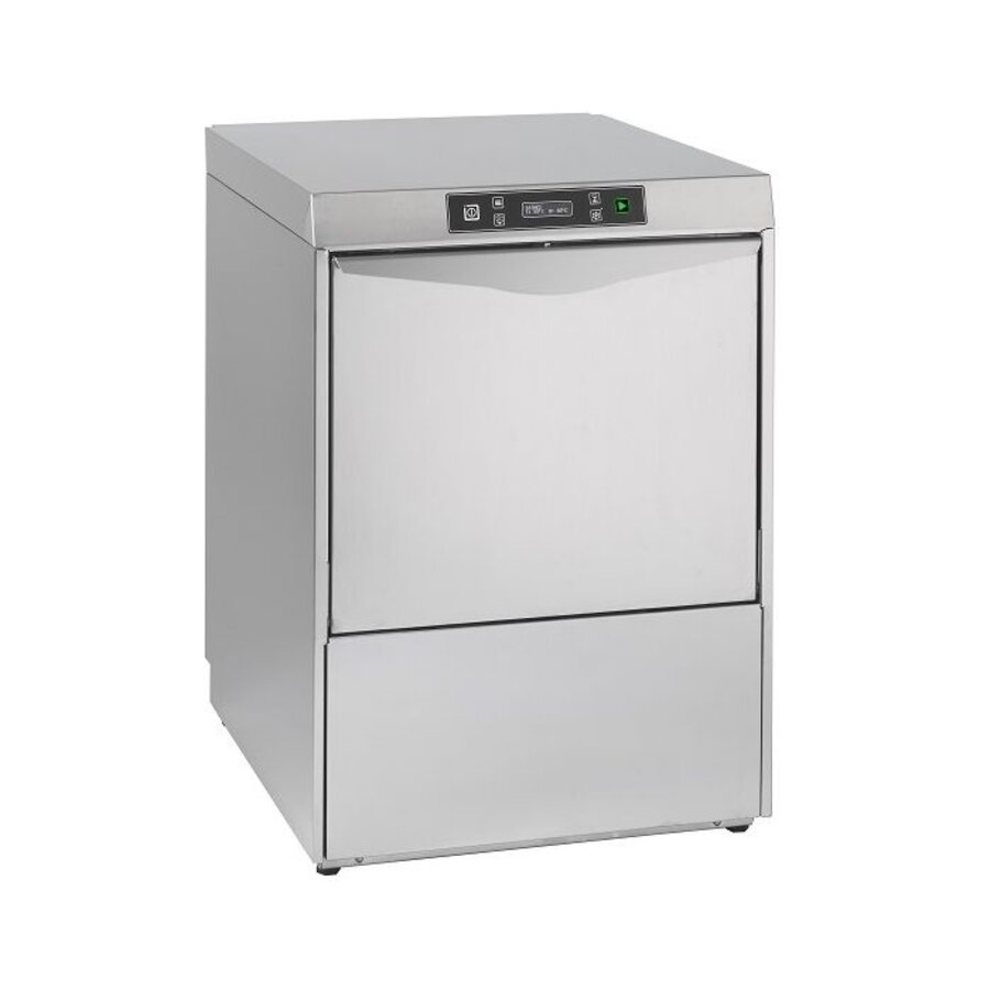 Lave-vaisselle à chargement frontal en acier inoxydable avec distributeur de savon, dimensions : 600 x 630 x 814 mm