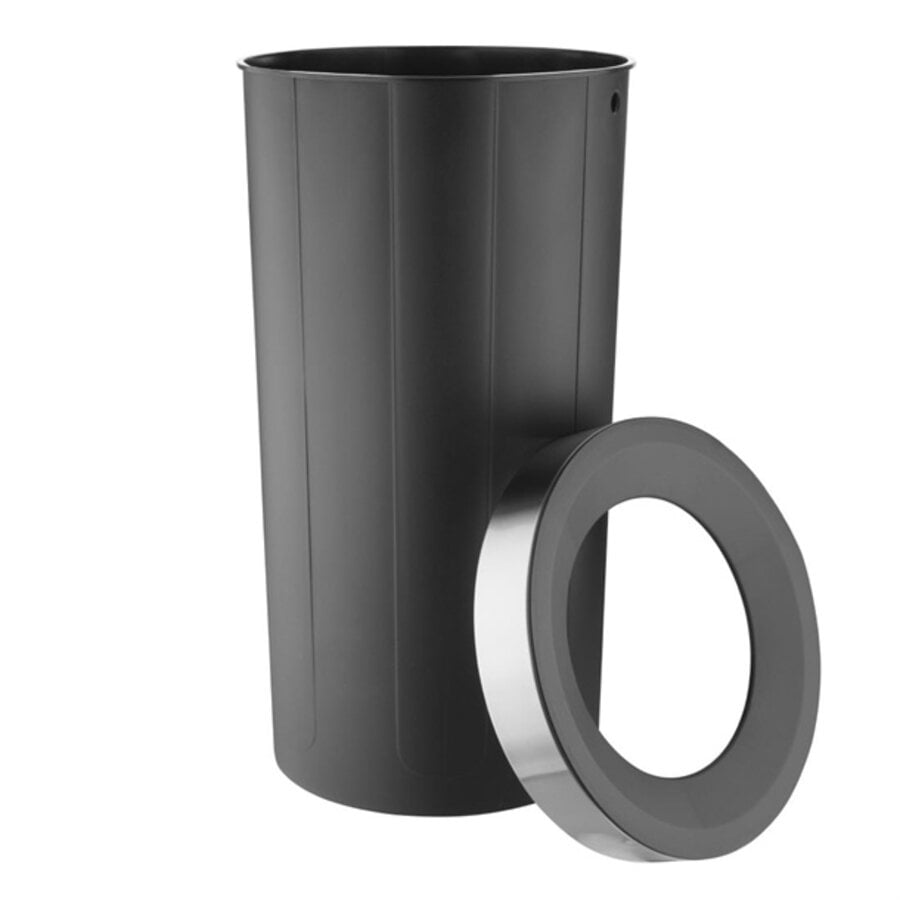 Bolero Conteneur rond noir avec couvercle ouvert 60 litres