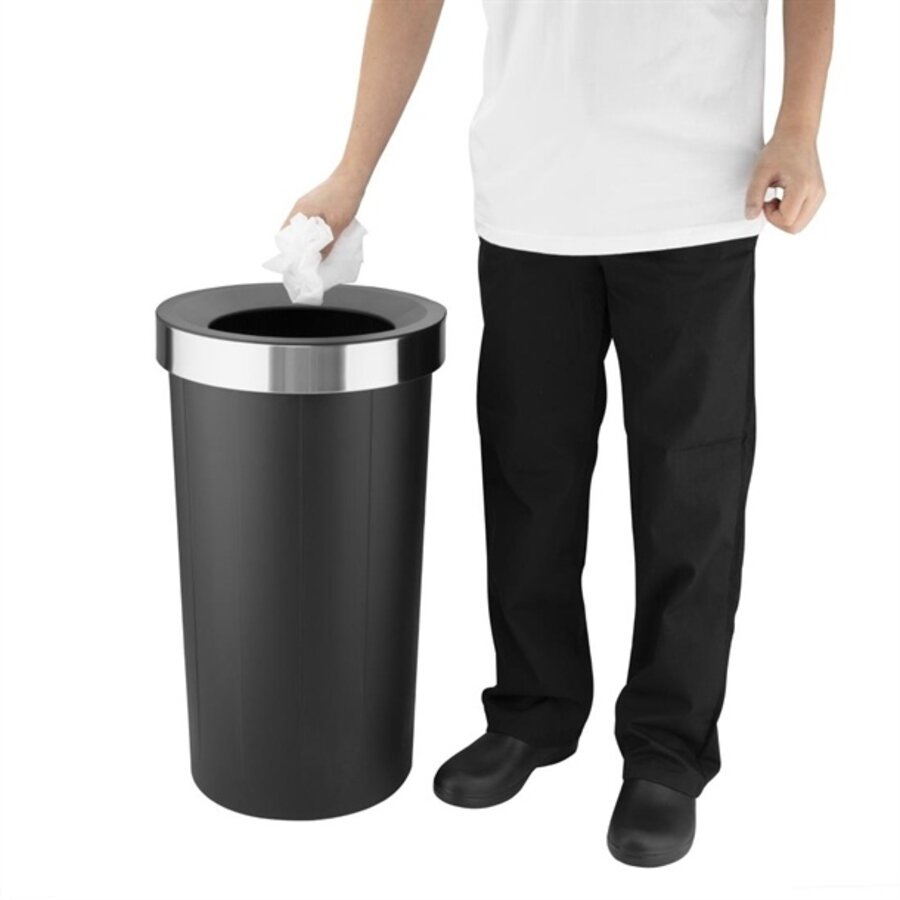Bolero Conteneur rond noir avec couvercle ouvert 60 litres