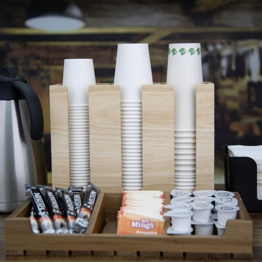 Organisateur de tasses en bois d'hévéa 340 x 120 x 240 mm