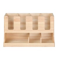 Support à tasses et sauces en bois d'hévéa 450 x 120 x 240 mm