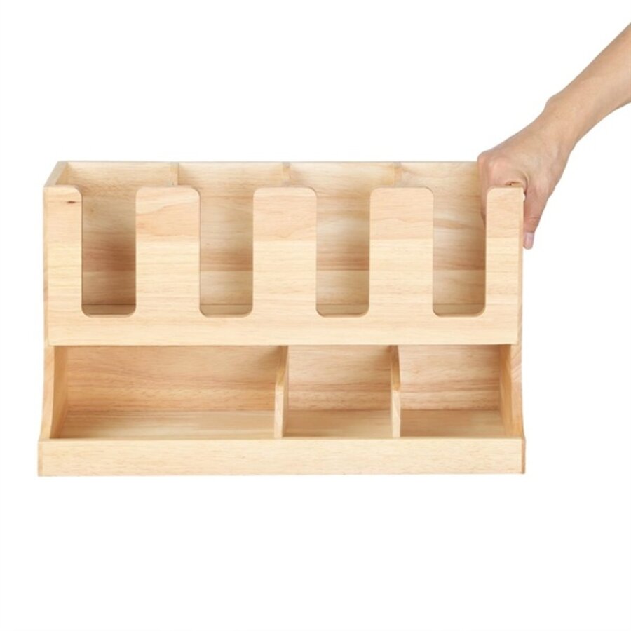 Tassen- und Soßenstation Hevea Holz 450x120x240mm