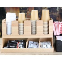 Support à tasses et sauces en bois d'hévéa 450 x 120 x 240 mm