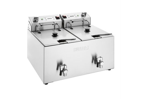  Buffalo Dubbele Elektrische Friteuse Met Timer 2X8Ltr 41h x 56b x 50,5d cm 