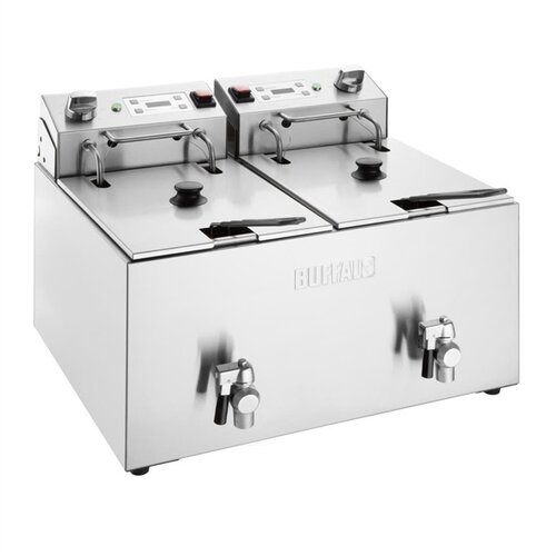  Buffalo Dubbele Elektrische Friteuse Met Timer 2X8Ltr 41h x 56b x 50,5d cm 