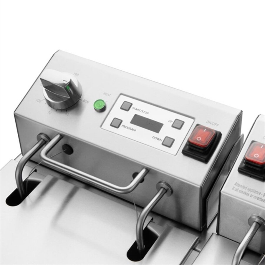 Friteuse électrique double avec minuterie 2 x 8 litres 41 h x 56 l x 50,5 p cm