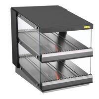 Chauffe-plats à 2 étagères, angle de 68,7 cm (h) x 60 cm (l) x 70,7 cm (p).
