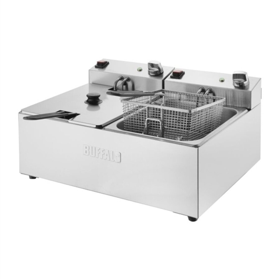 Doppeltank, Doppelkorb, 2 x 5 l, Tischfritteuse, 2 x 2,8 kW