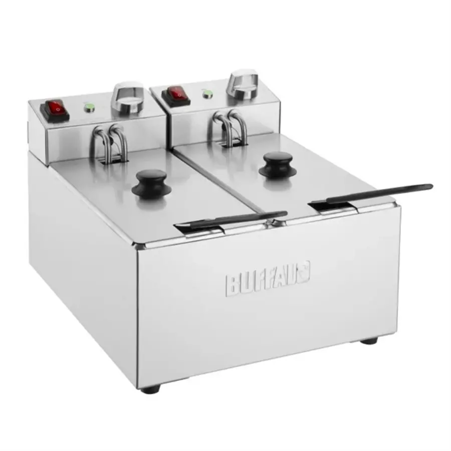 Fritteuse mit Doppeltank und Doppelkorb, 2 x 3 l, 2 x 2 kW, 29,5 x 36 x 41 cm (H x B x T)