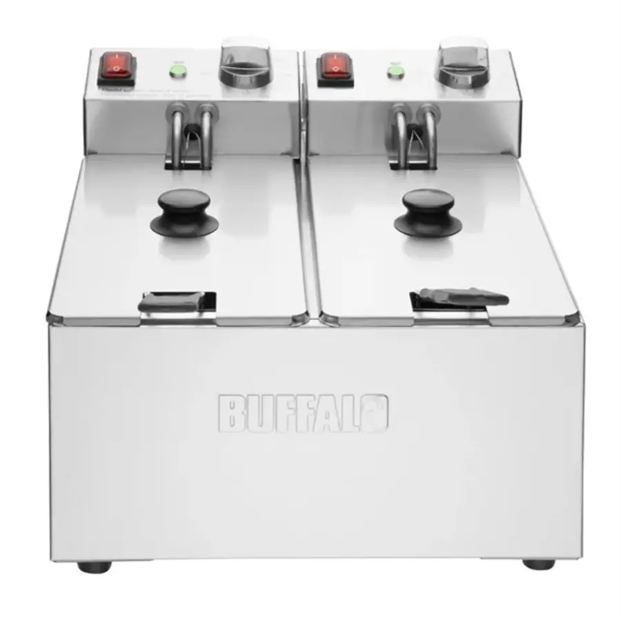 Fritteuse mit Doppeltank und Doppelkorb, 2 x 3 l, 2 x 2 kW, 29,5 x 36 x 41 cm (H x B x T)