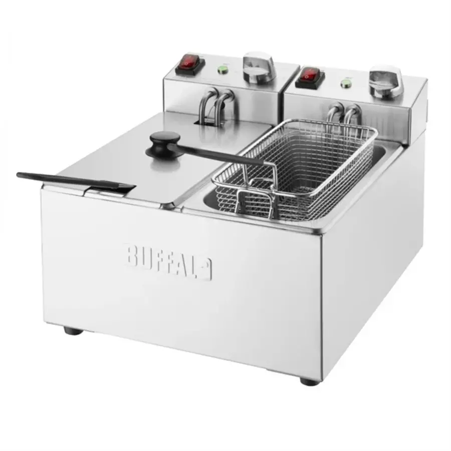 Fritteuse mit Doppeltank und Doppelkorb, 2 x 3 l, 2 x 2 kW, 29,5 x 36 x 41 cm (H x B x T)