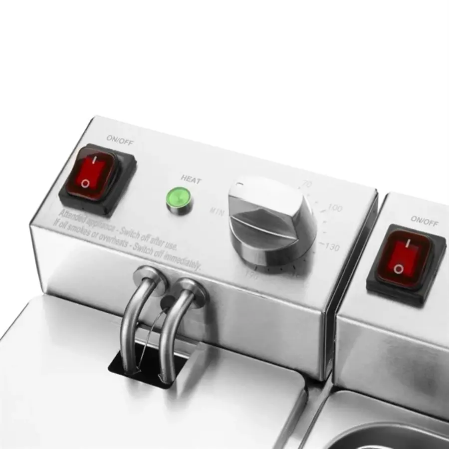 Fritteuse mit Doppeltank und Doppelkorb, 2 x 3 l, 2 x 2 kW, 29,5 x 36 x 41 cm (H x B x T)