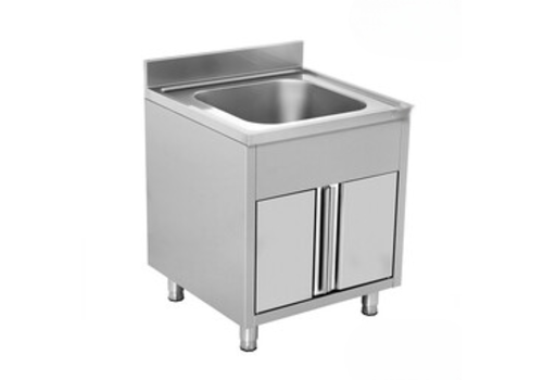  HorecaTraders Évier en acier inoxydable avec meuble bas 60/70/80x70x85cm | Disponible en 3 tailles 