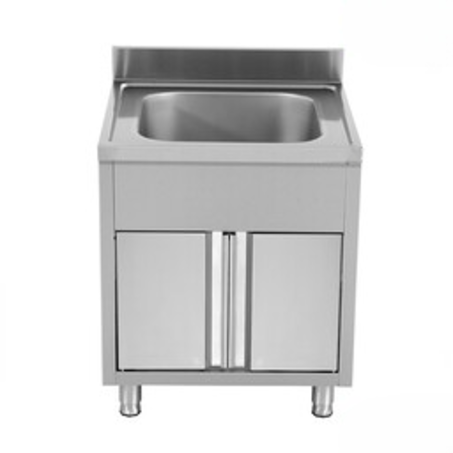 Évier en acier inoxydable avec meuble bas 60/70/80x70x85cm | Disponible en 3 tailles