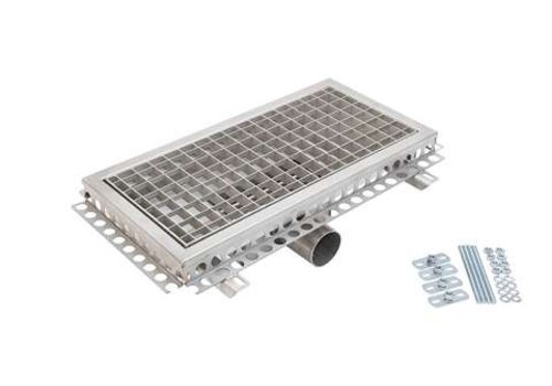  HorecaTraders Stainless steel gutter 600x300mm central drain ø75mm horizontal 