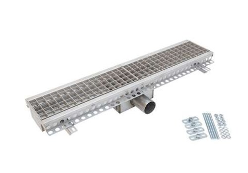  HorecaTraders Edelstahlrinne 150x1000mm waagerechter Ablauf - inkl. Gitter 