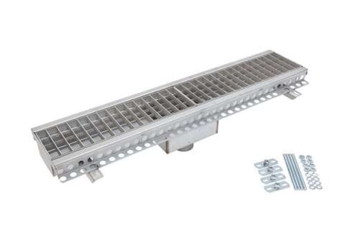  HorecaTraders Edelstahlrinne 150x1000mm vertikaler Ablauf 