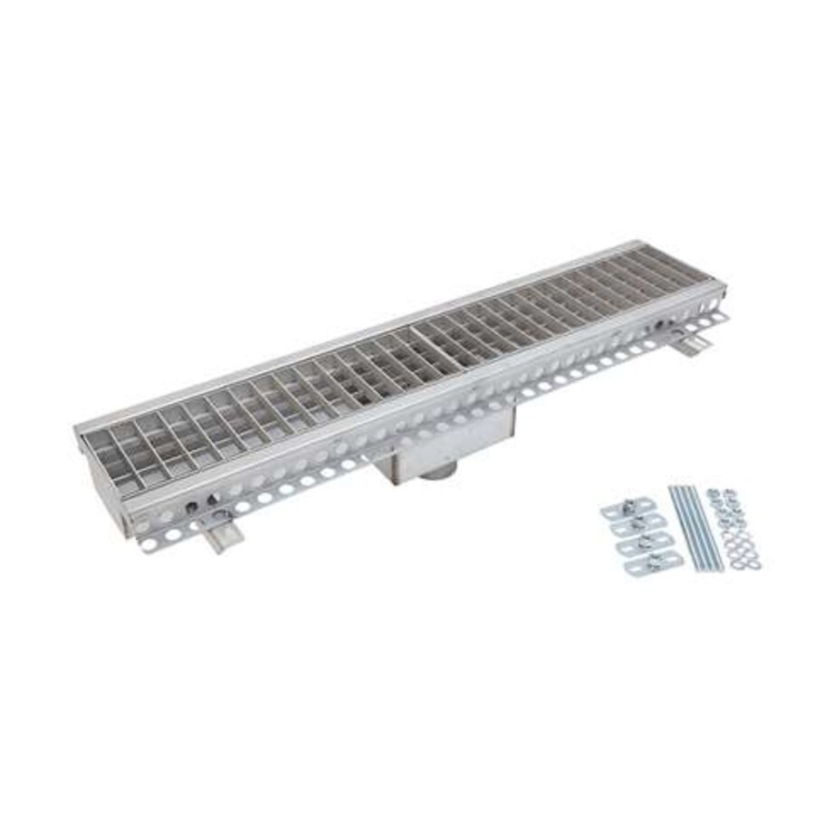 Bakgoot rvs 150x1000mm afvoer verticaal