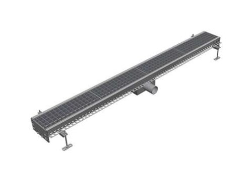  HorecaTraders Stainless steel gutter 150x2000mm central drain ø75mm horizontal 