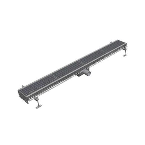  HorecaTraders Stainless steel gutter 150x2000mm central drain ø75mm horizontal 