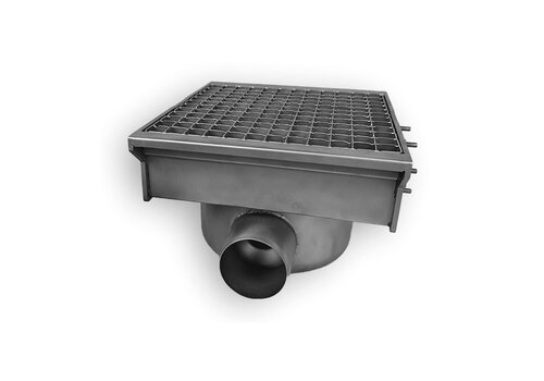  HorecaTraders Bonde inox 300x265 avec 2 sorties pour caniveau à fente B 300 D265 H175mm 