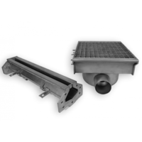 Bonde inox 300x265 avec 2 sorties pour caniveau à fente B 300 D265 H175mm