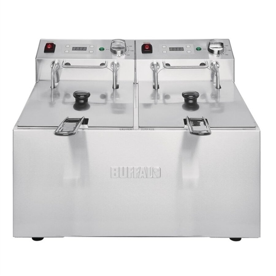 Friteuse à deux paniers 2 x 5 litres 2,8 kW 35,5 h x 56,5 l x 45 p cm