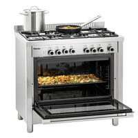 Cuisinière à gaz avec four | 5 plaques de cuisson | 895x645x645 mm