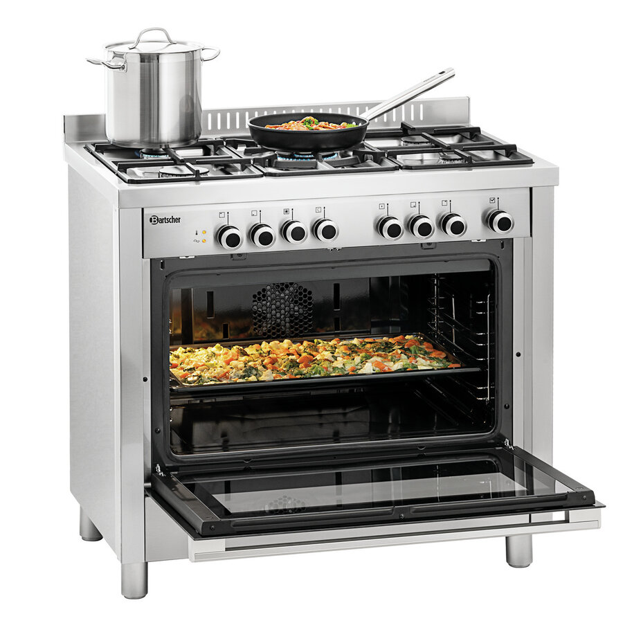 Cuisinière à gaz avec four | 5 plaques de cuisson | 895x645x645 mm