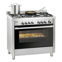 Cuisinière à gaz avec four | 5 plaques de cuisson | 895x645x645 mm