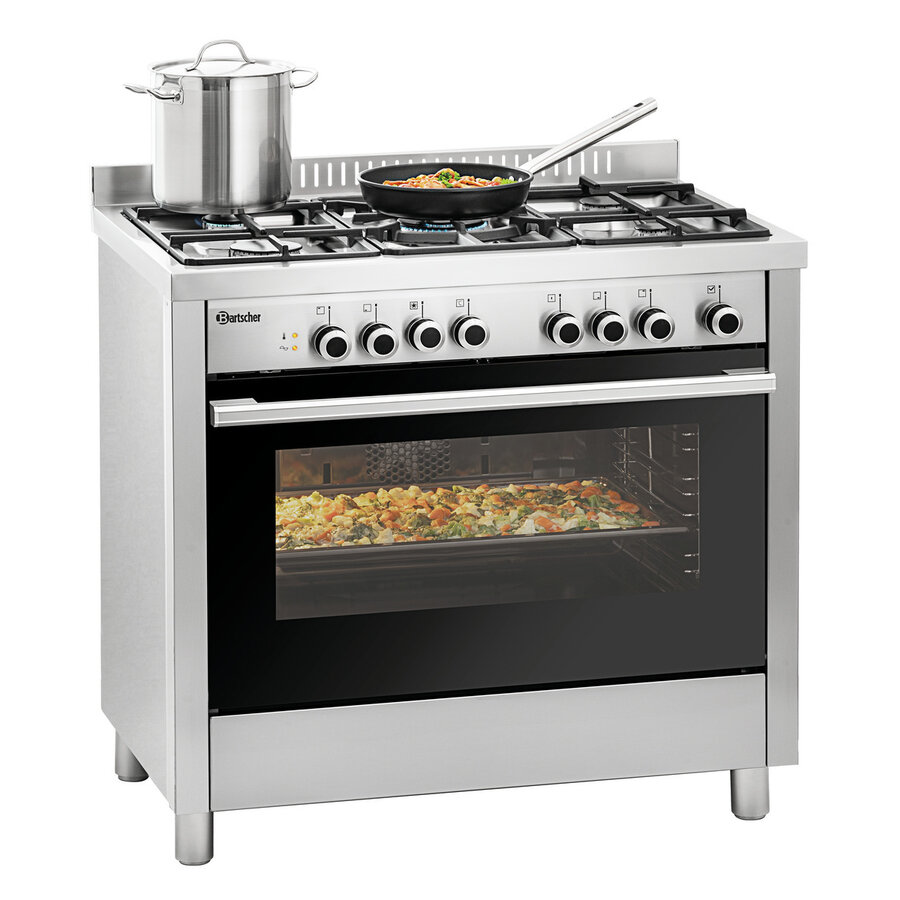 Cuisinière à gaz avec four | 5 plaques de cuisson | 895x645x645 mm