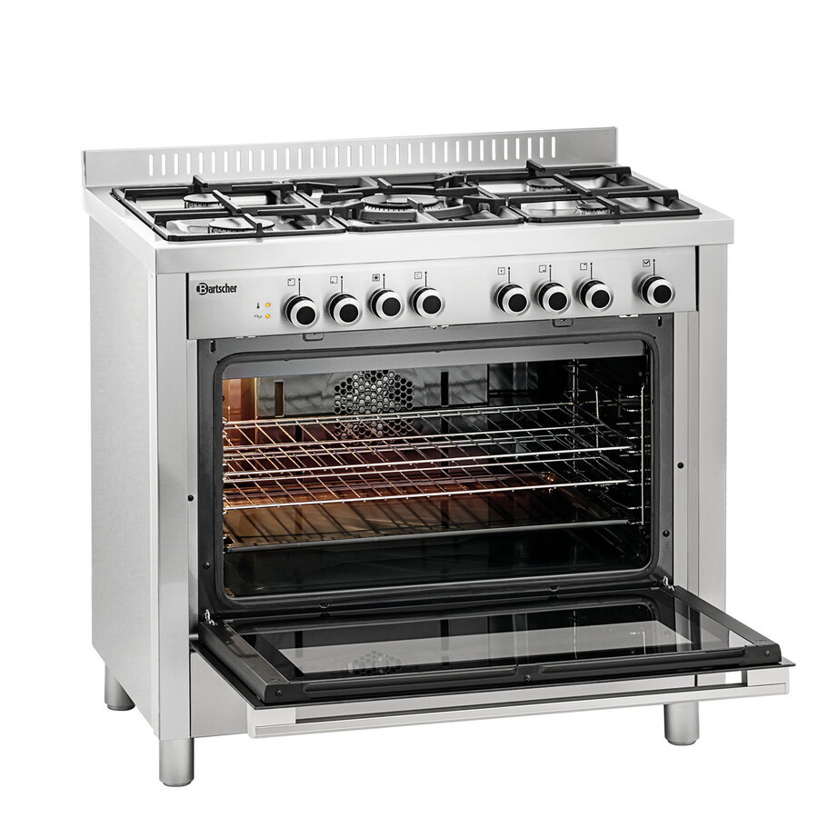Cuisinière à gaz avec four | 5 plaques de cuisson | 895x645x645 mm