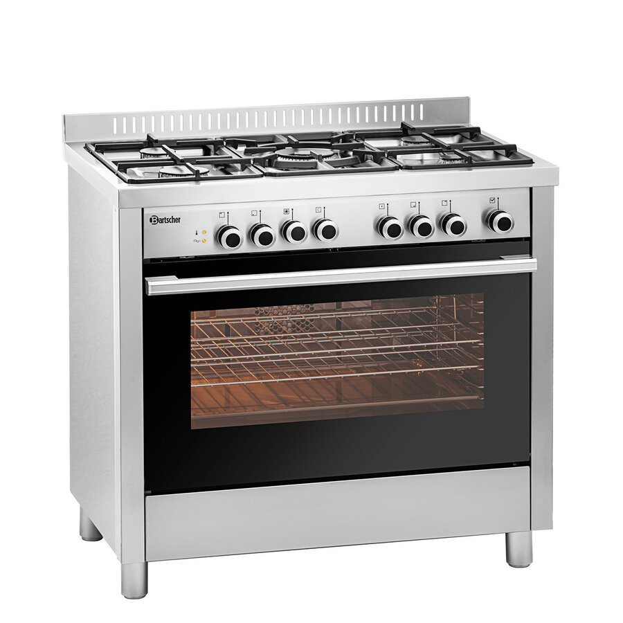 Cuisinière à gaz avec four | 5 plaques de cuisson | 895x645x645 mm