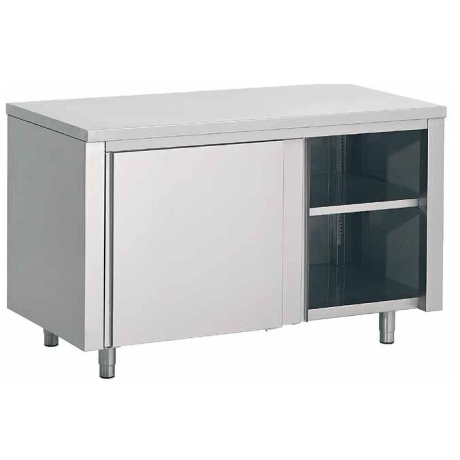 Table de travail avec portes coulissantes | acier inoxydable | Série 600 | 7 tailles