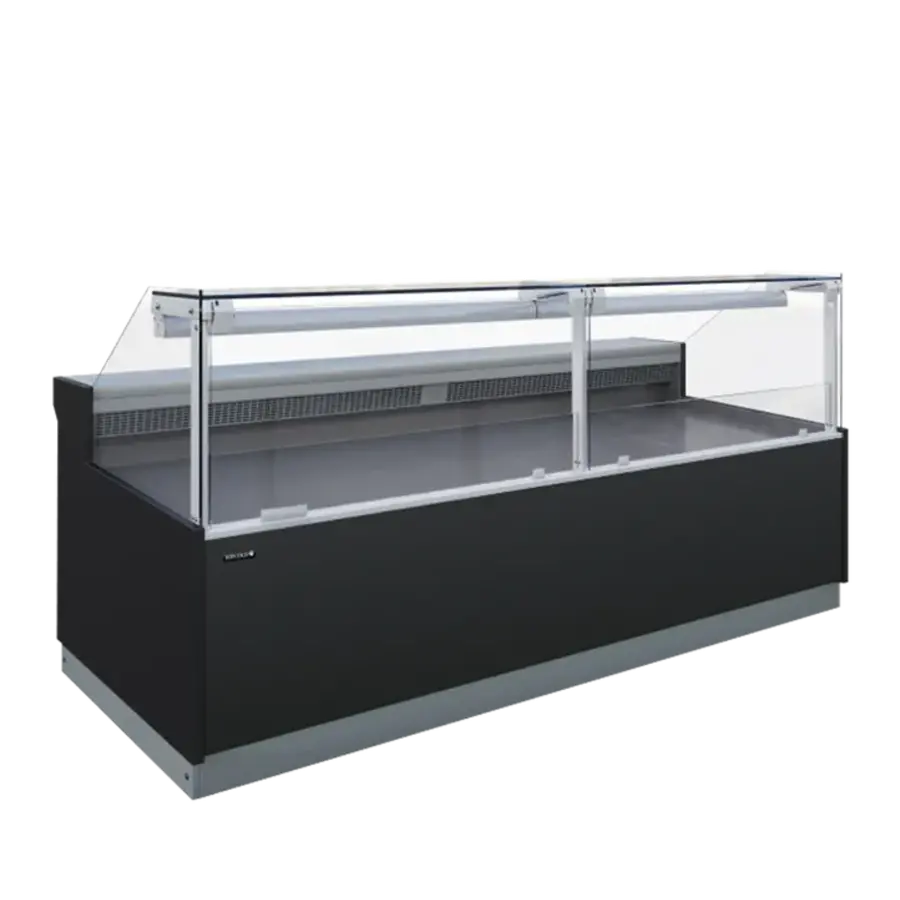 Comptoir de service noir et verre 3185 x 1114 x 1210 mm