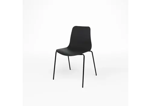  HorecaTraders chaise empilable curvo | noir | 54 x 50 x 79 cm | 4 pièces 