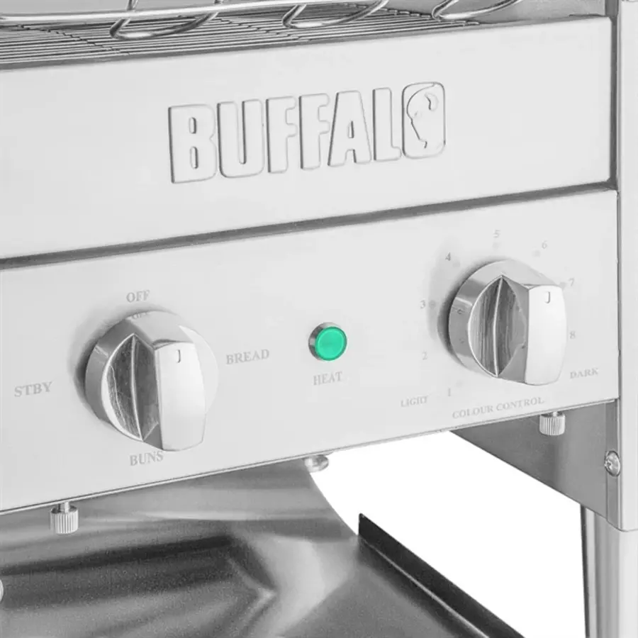 Grille-pain à double tranche avec tapis roulant Buffalo | 20(h) x 36,5(l) x 42(p)cm