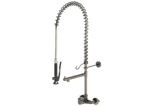  HorecaTraders Robinet intermédiaire à 1 levier sur colonne montante modèle Hospitality Wall en acier inoxydable 