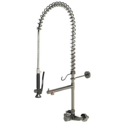  HorecaTraders Robinet intermédiaire à 1 levier sur colonne montante modèle Hospitality Wall en acier inoxydable 