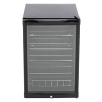 Bar Refrigerator with Glass Door | Black | Lock | 130 Liters | 540 x 540 x 840