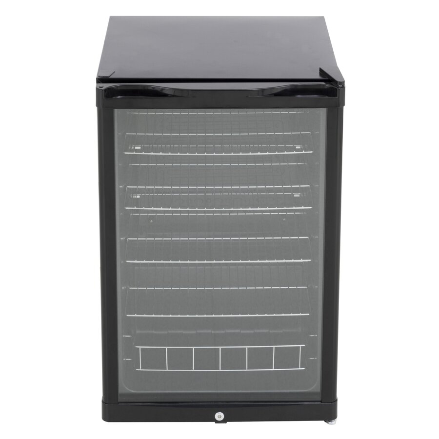 Minibar-Kühlschrank mit Glastür | Schwarz | Abschließbar | 130 Liter | 540 x 540 x 840 mm