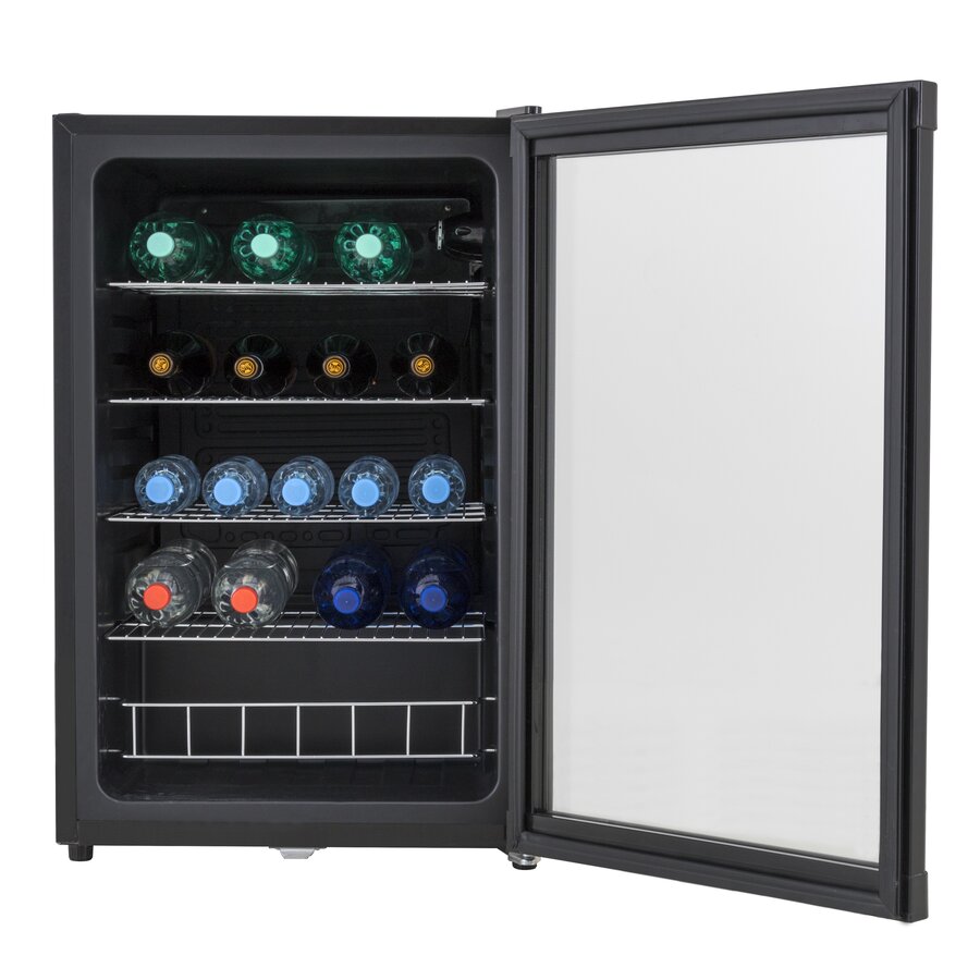 Minibar-Kühlschrank mit Glastür | Schwarz | Abschließbar | 130 Liter | 540 x 540 x 840 mm