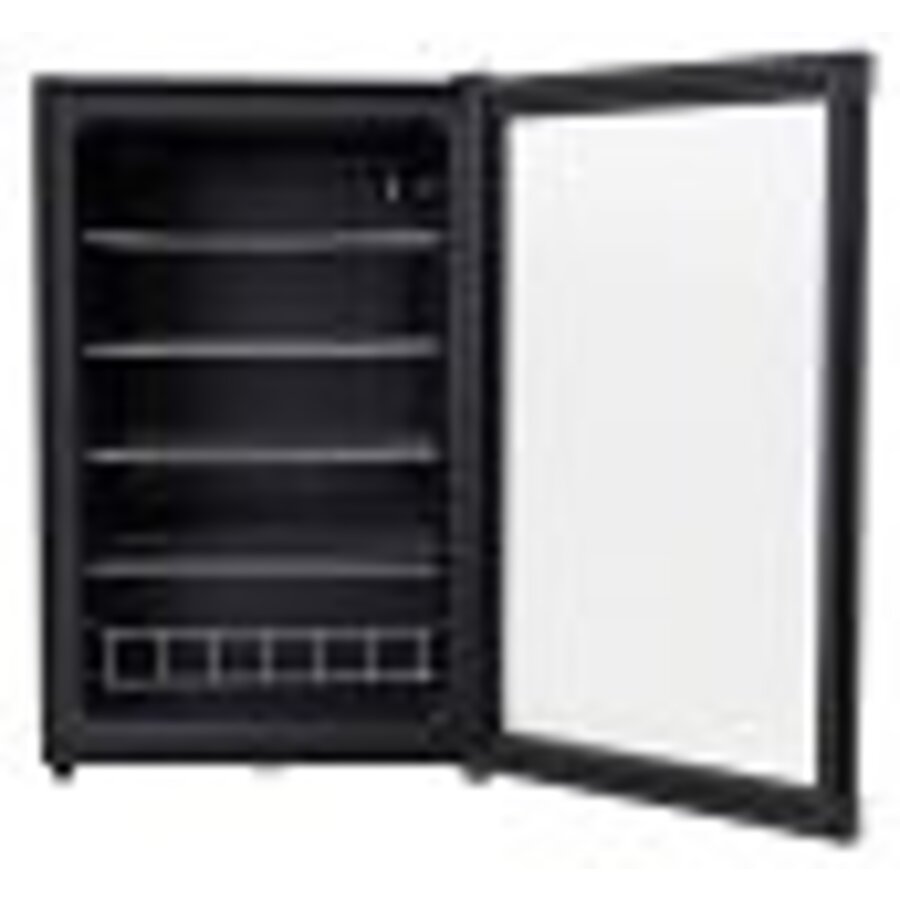 Minibar-Kühlschrank mit Glastür | Schwarz | Abschließbar | 130 Liter | 540 x 540 x 840 mm