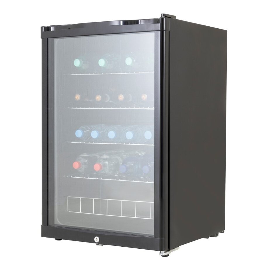 Minibar-Kühlschrank mit Glastür | Schwarz | Abschließbar | 130 Liter | 540 x 540 x 840 mm