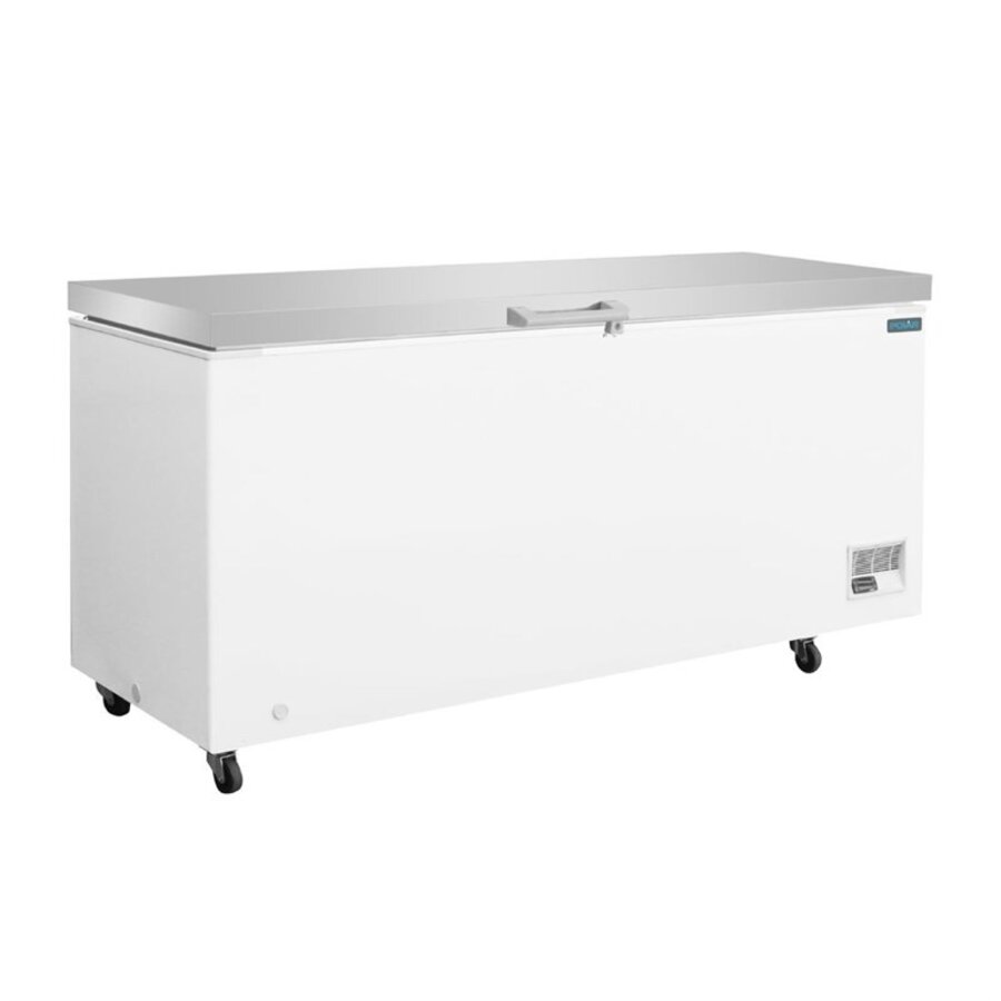 Chest freezer with stainless steel lid & wheels | 581 L | -18°C to -25°C | 97(h) x 203.5(w) x 73(d)cm