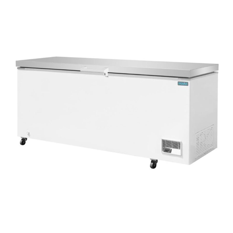Vrieskist met RVS deksel & wielen | 581 L | -18°C tot -25°C | 97(h) x 203,5(b) x 73(d)cm