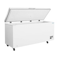 Congélateur coffre avec couvercle en acier inoxydable et roulettes | 581 L | -18 °C à -25 °C | 97 (H) x 203,5 (L) x 73 (P) cm